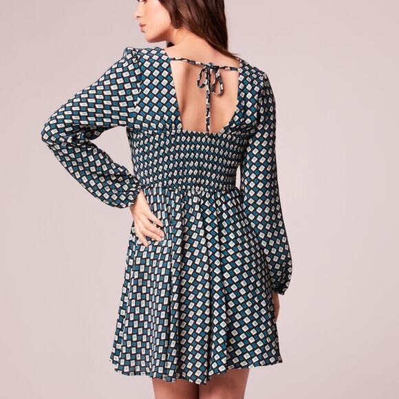 Band of the Free Size M Teal Diamond Mini Dress Skater Boho Gypsy Skater Coastal - Picture 2 of 12